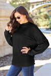 Basic Bae Full Size Ribbed Exposed Seam Mock Neck Knit Top Top Trendsi Black S 