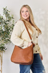 SHOMICO Weaved Vegan Leather Handbag Handbag Trendsi   