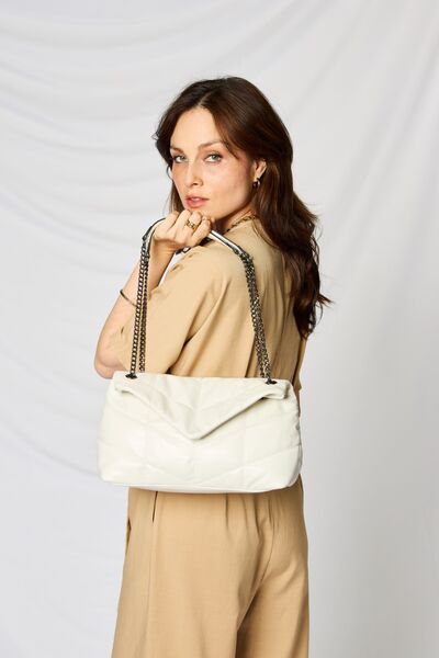 SHOMICO PU Leather Chain Handbag Handbag Trendsi BEIGE One Size 