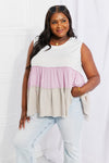 White Birch Full Size Watching the Sunset Color Block Babydoll Top Top Trendsi   