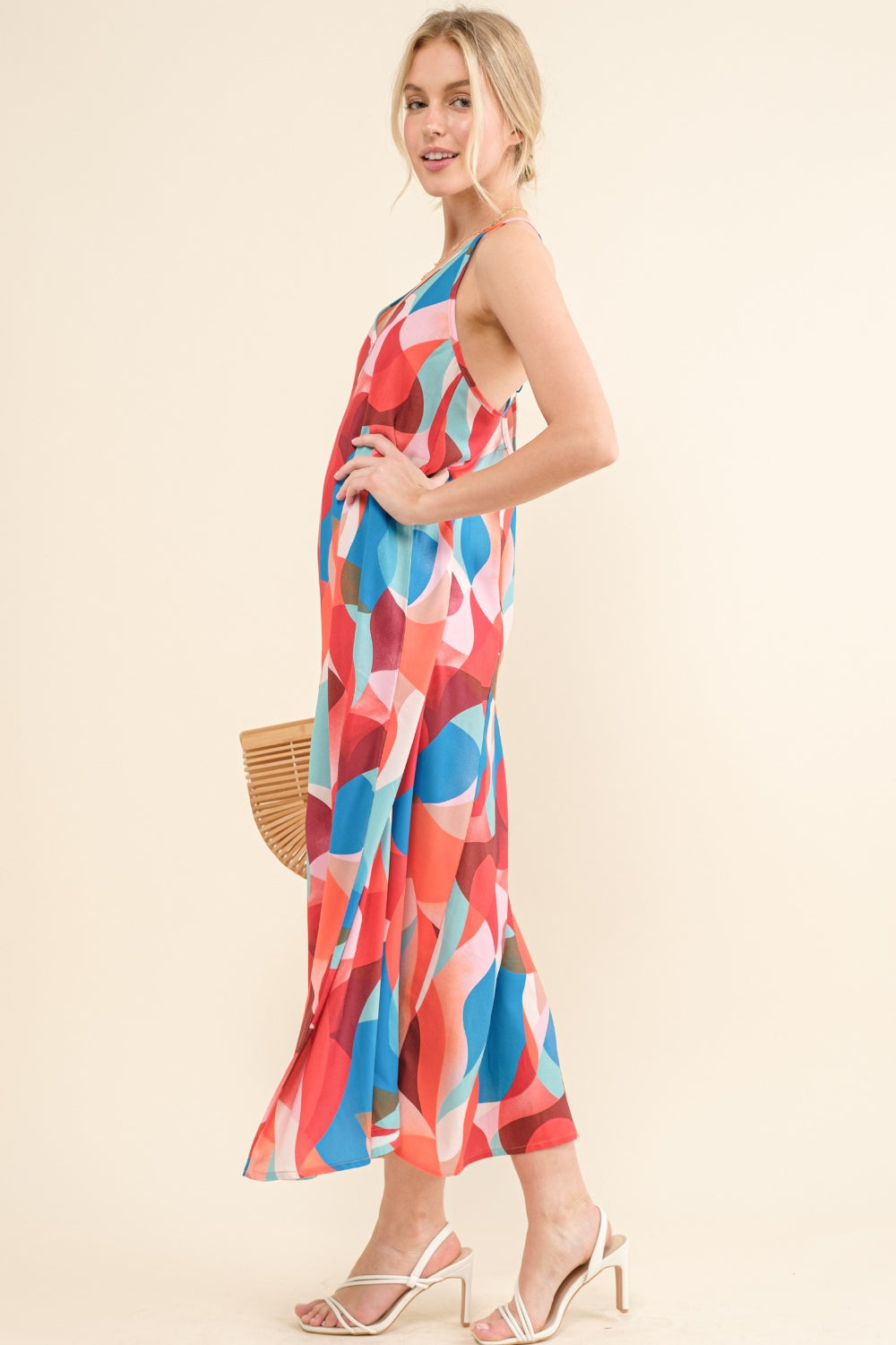 And the Why Printed Crisscross Back Cami Dress Maxi Dress Trendsi   