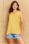 Doublju Talk To Me Full Size Striped Sleeveless V-Neck Top Top Trendsi   