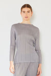 Marina West Swim Pleated Long Sleeve Boatneck Top Top Trendsi Gray S/M 