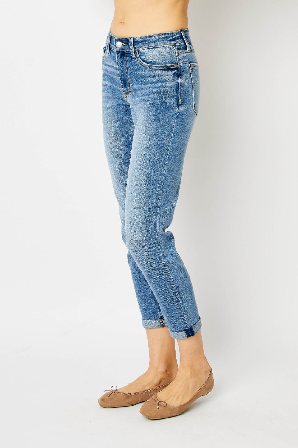 Judy Blue Full Size Cuffed Hem Slim Jeans - NeoKira Unlimited