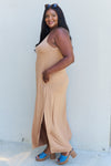 Ninexis Good Energy Full Size Cami Side Slit Maxi Dress in Camel Maxi Dress Trendsi   