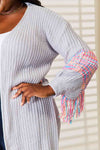 Woven Right Fringe Sleeve Dropped Shoulder Cardigan Cardigan Trendsi   