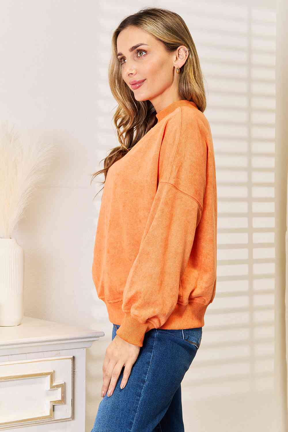 Basic Bae Round Neck Dropped Shoulder Sweatshirt Sweater Trendsi   