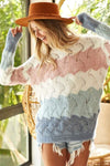 BiBi Color Block Openwork Long Sleeve Sweater Sweater Trendsi   