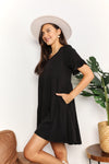 Double Take V-Neck Flounce Sleeve Tiered Dress Mini Dress Trendsi   