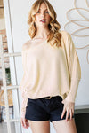 Reborn J Exposed Seam Lantern Sleeve Top Top Trendsi   