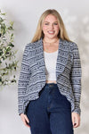 Heimish Full Size Open Front Printed Blazer Blazer Trendsi   