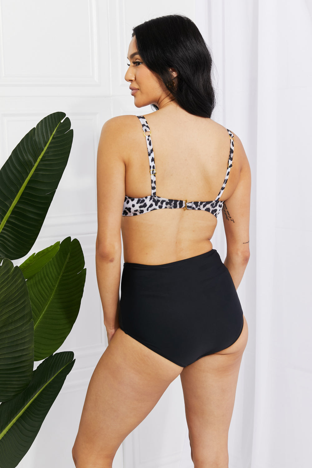 Marina West Swim Take A Dip Twist High-Rise Bikini in Leopard Bikini Trendsi   