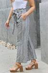 Heimish Find Your Path Full Size Paperbag Waist Striped Culotte Pants Pants Trendsi   