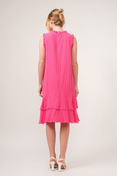 And The Why Washed Fringe Detail Tiered Dress - NeoKira Unlimited