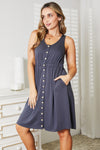 Double Take Sleeveless Button Down Magic Dress Mini Dress Trendsi   