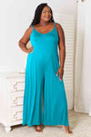 Double Take Full Size Soft Rayon Spaghetti Strap Tied Wide Leg Jumpsuit Jumpsuits Trendsi Sky Blue S 