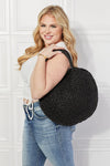 Justin Taylor Beach Date Straw Rattan Handbag in Black Straw Bag Trendsi   