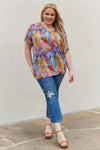 Be Stage Full Size Printed Dolman Flowy Top Top Trendsi   