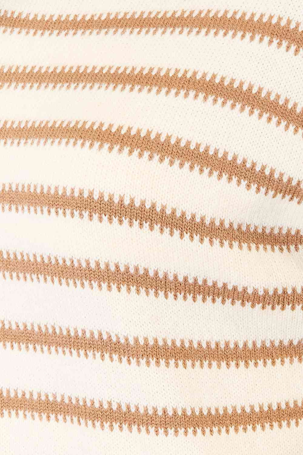 Double Take Striped Boat Neck Sweater - NeoKira Unlimited