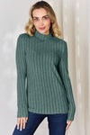 Basic Bae Full Size Ribbed Mock Neck Long Sleeve T-Shirt Top Trendsi Teal S 