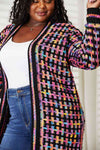 Double Take Full Size Multicolored Open Front Fringe Hem Cardigan Cardigan Trendsi   