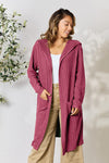 Basic Bae Full Size Ribbed Open Front Long Sleeve Cardigan Cardigan Trendsi Fuchsia Pink S 