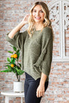 Veveret Round Neck Roll-Up Sweater Sweater Trendsi   