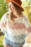 BiBi Color Block Openwork Long Sleeve Sweater Sweater Trendsi MAUVE/D.SAGE/DENIM S 