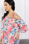 Sew In Love Full Size Fresh Take  Floral Cold-Shoulder Top Top Trendsi   