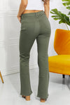 Zenana Clementine Full Size High-Rise Bootcut Jeans in Olive Pants Trendsi   