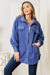 Heimish Cozy Girl Full Size Button Down Shacket Shacket Trendsi Dusty  Blue S 