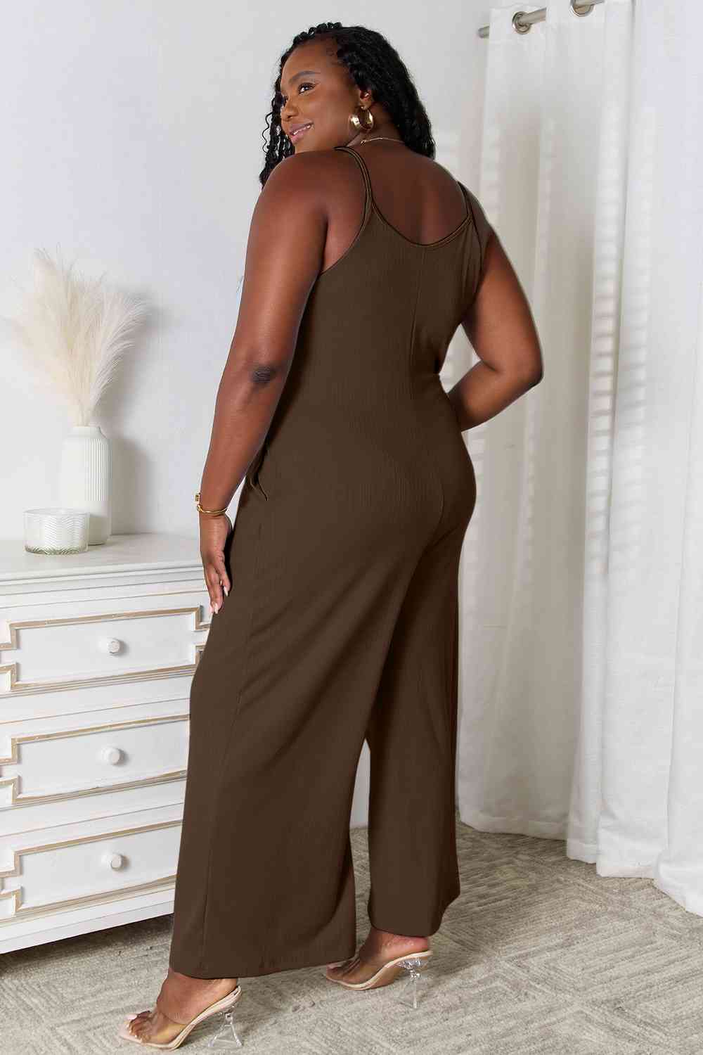 Basic Bae Full Size Spaghetti Strap V-Neck Jumpsuit Jumpsuits Trendsi   