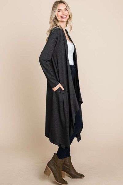 Culture Code Open Front Longline Cover Up with Pockets Cardigan Trendsi   