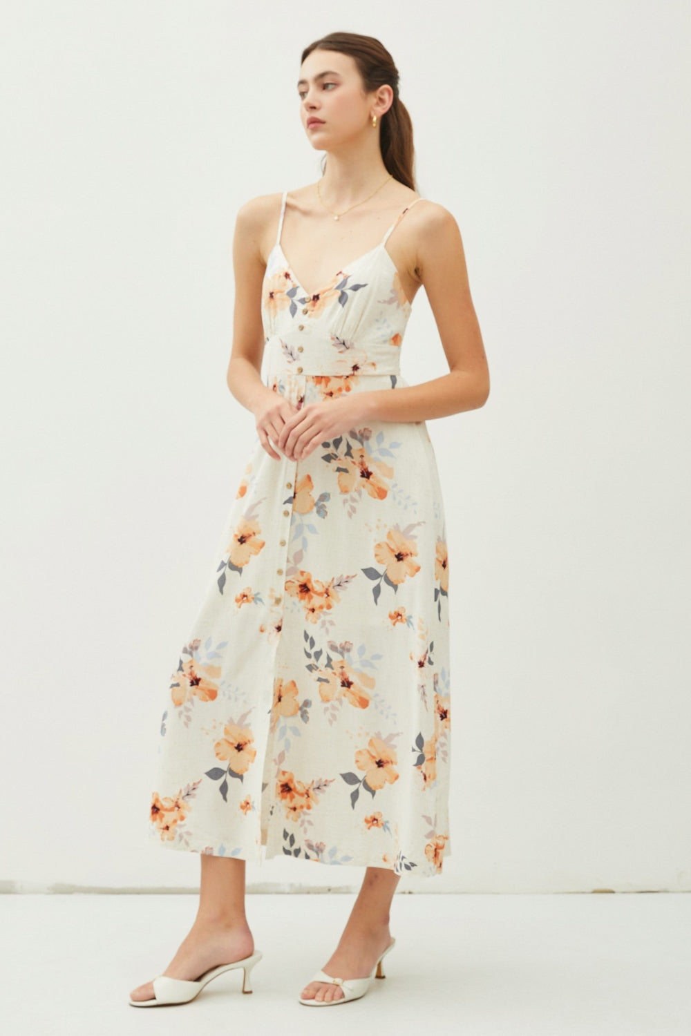 Be Cool Floral Button Down Cami Midi Dress - NeoKira Unlimited