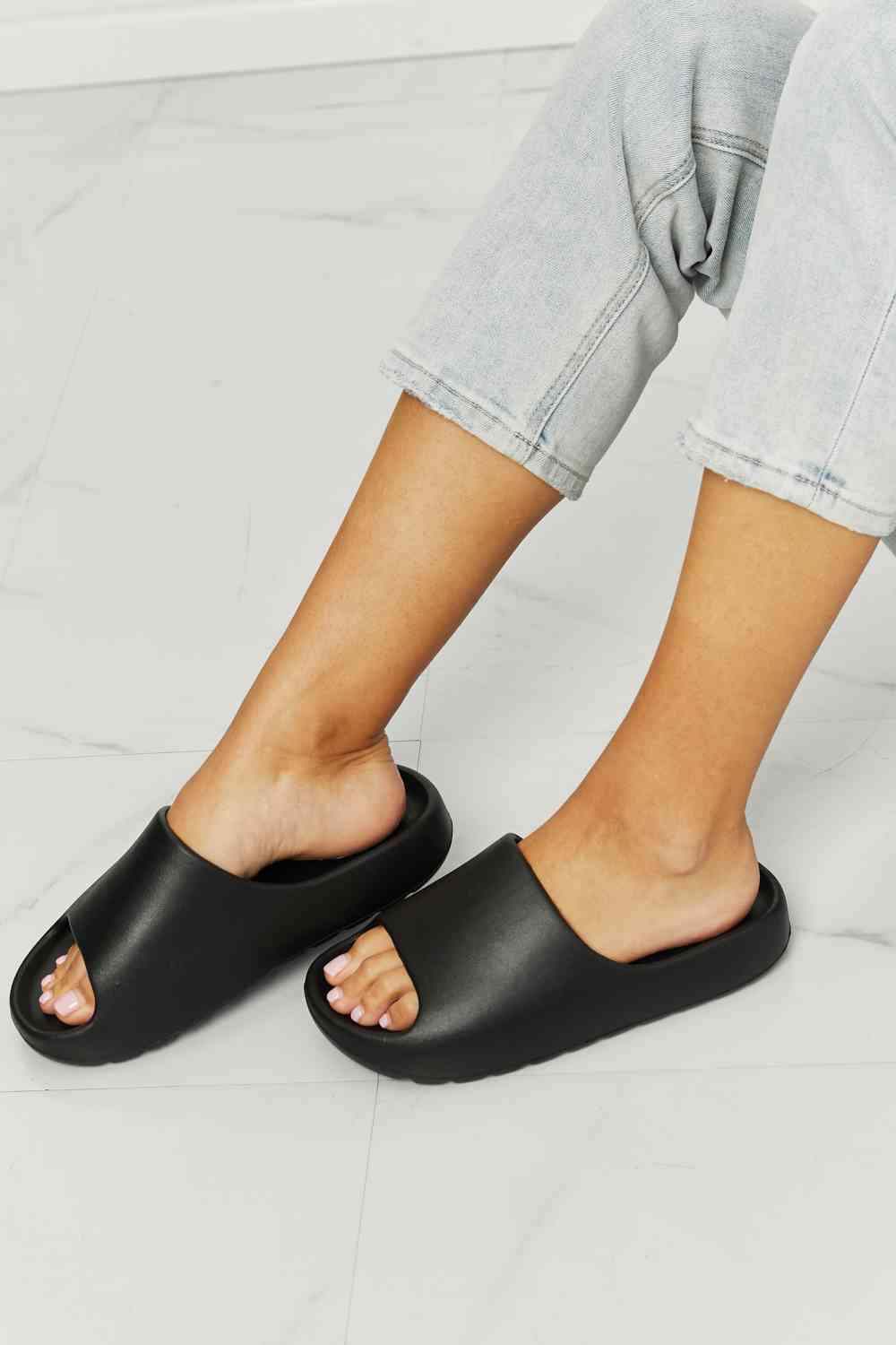 NOOK JOI In My Comfort Zone Slides in Black Slides Trendsi   