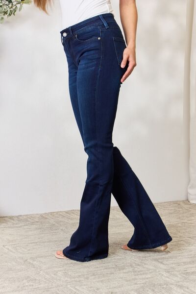 Kancan Full Size Mid Rise Flare Jeans Jeans Trendsi   