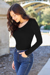 Basic Bae Full Size Round Neck Long Sleeve Bodysuit Top Trendsi   