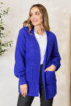 Zenana Full Size Waffle-Knit Open Front Cardigan Cardigan Trendsi Bright Blue S 