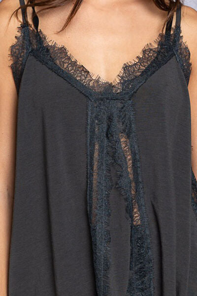 POL Lace Detail V-Neck Cami Top Trendsi   