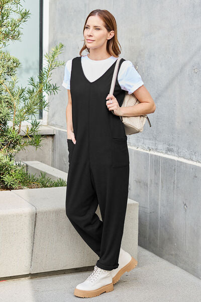 Double Take Full Size Sleeveless Straight Jumpsuit - NeoKira Unlimited