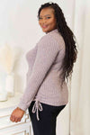 Double Take Drawstring Ribbed Long Sleeve T-Shirt Top Trendsi   