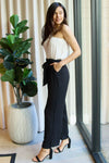 Dress Day Marvelous in Manhattan One-Shoulder Jumpsuit in White/Black Jumpsuits Trendsi   