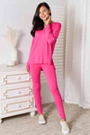 Basic Bae Full Size V-Neck Soft Rayon Long Sleeve Top and Pants Lounge Set Loungewear Trendsi   