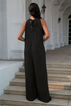 Double Take Full Size Tie Back Cutout Sleeveless Jumpsuit Jumpsuits Trendsi   