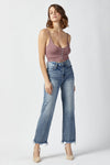 RISEN High Waist Raw Hem Straight Jeans Jeans Trendsi   