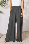 Double Take Full Size Smocked Wide Waistband Wide Leg Pants Pants Trendsi Charcoal S 