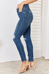 Judy Blue Full Size High Waist Distressed Slim Jeans Jeans Trendsi   