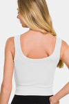 Zenana Ribbed Round Neck Cropped Tank Tank Top Trendsi   