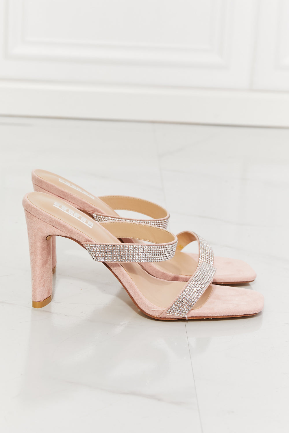 MMShoes Leave A Little Sparkle Rhinestone Block Heel Sandal in Pink  Trendsi   