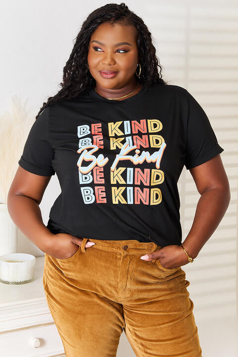 Simply Love BE KIND Graphic Round Neck T-Shirt T-Shirt Trendsi Black S 